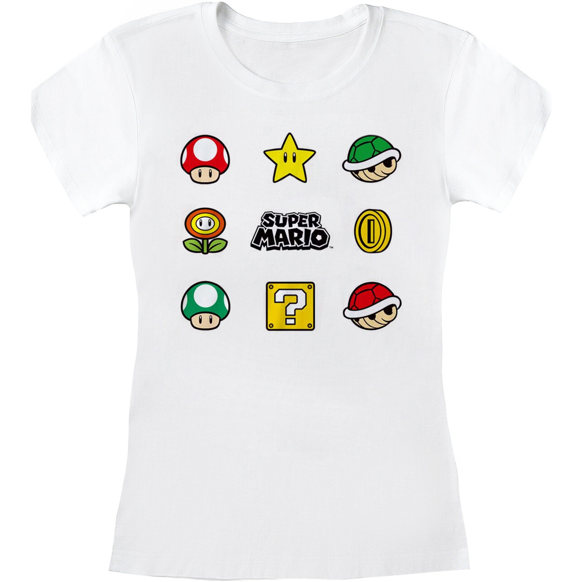 Abbigliamento Donna T-shirts a maniche lunghe Super Mario Items Bianco