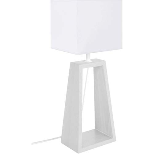 Casa Lampade d’ufficio Tosel lampada da comodino tondo legno bianco Bianco