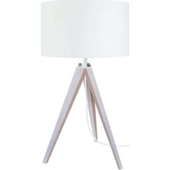 Casa Lampade d’ufficio Tosel lampada da comodino tondo legno bianco Bianco