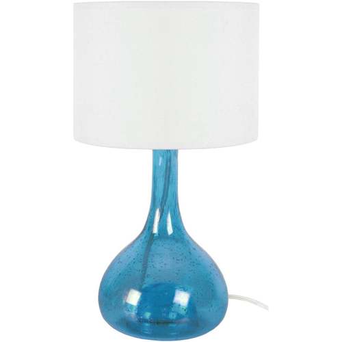 Casa Lampade d’ufficio Tosel lampada da comodino tondo vetro blu e bianco Blu