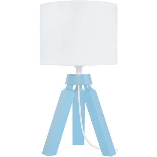 Casa Lampade d’ufficio Tosel lampada da comodino tondo legno blu e bianco Blu