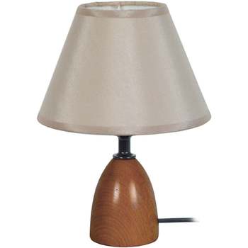 Casa Lampade d’ufficio Tosel lampada da comodino tondo legno scuro e crema Marrone