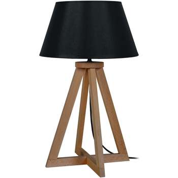 Casa Lampade d’ufficio Tosel lampada da comodino tondo legno scuro e nero Marrone