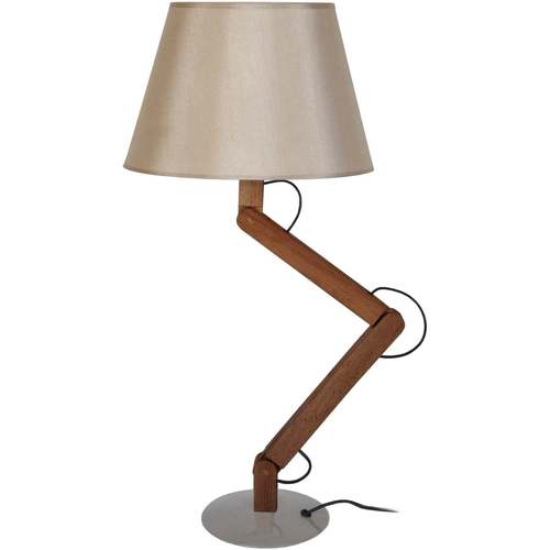 Casa Lampade d’ufficio Tosel lampada da comodino tondo legno scuro e taupe Marrone