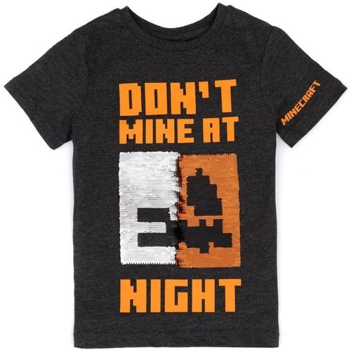 Abbigliamento Unisex bambino T-shirt maniche corte Minecraft Don't Mine At Night Nero