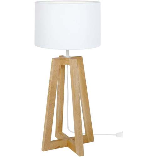 Casa Lampade d’ufficio Tosel lampada da comodino tondo legno naturale e bianco Beige