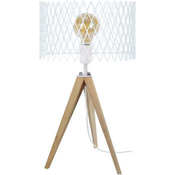 Casa Lampade d’ufficio Tosel lampada da comodino tondo legno naturale e bianco Beige