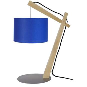 Casa Lampade d’ufficio Tosel lampada da comodino tondo legno naturale e blu Beige
