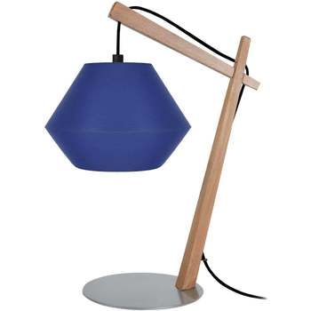 Casa Lampade d’ufficio Tosel lampada da comodino tondo legno naturale e blu Beige