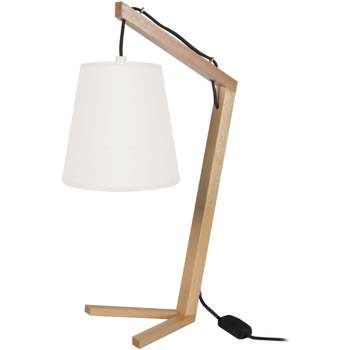 Casa Lampade d’ufficio Tosel lampada da comodino tondo legno naturale e crudo Beige