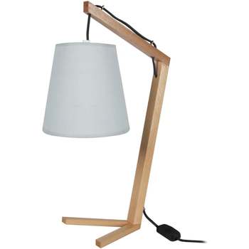 Casa Lampade d’ufficio Tosel lampada da comodino tondo legno naturale e grigio Beige