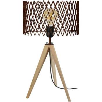 Casa Lampade d’ufficio Tosel lampada da comodino tondo legno naturale e marrone Beige