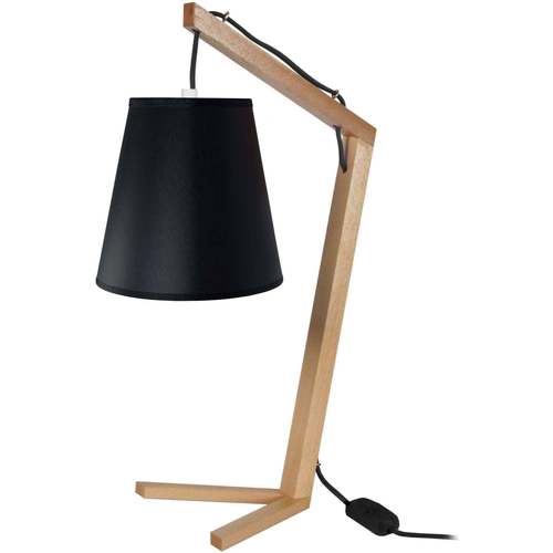 Casa Lampade d’ufficio Tosel lampada da comodino tondo legno naturale e nero Beige