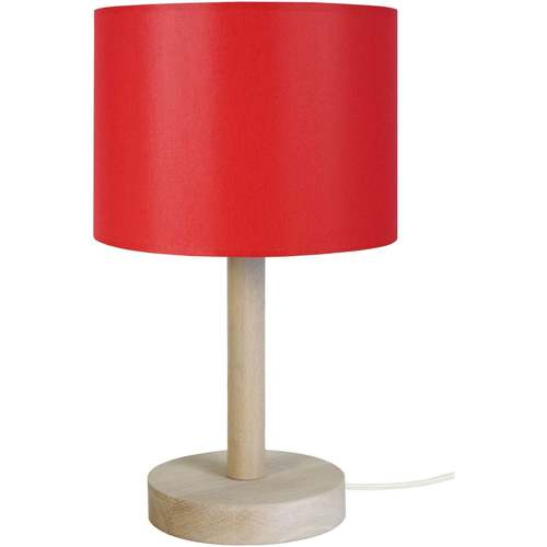 Casa Lampade d’ufficio Tosel lampada da comodino tondo legno naturale e rosso Beige