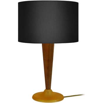 Casa Lampade d’ufficio Tosel lampada da comodino tondo vetro e legno noce e nero Marrone