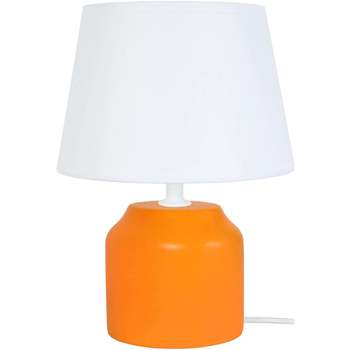 Casa Lampade d’ufficio Tosel lampada da comodino tondo legno arancio e bianco Arancio