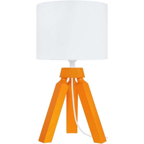 Casa Lampade d’ufficio Tosel lampada da comodino tondo legno arancio e bianco Arancio