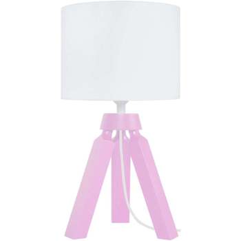 Casa Lampade d’ufficio Tosel lampada da comodino tondo legno rosa e bianco Rosa