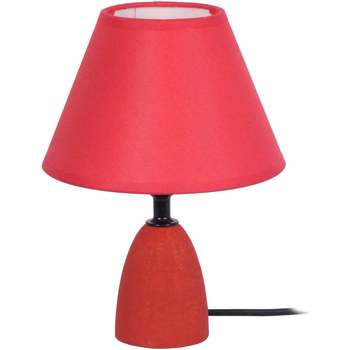 Casa Lampade d’ufficio Tosel lampada da comodino tondo legno rosso Rosso