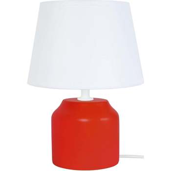 Casa Lampade d’ufficio Tosel lampada da comodino tondo legno rosso e bianco Rosso