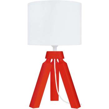 Casa Lampade d’ufficio Tosel lampada da comodino tondo legno rosso e bianco Rosso