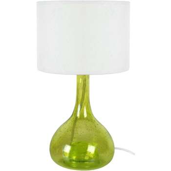 Tosel lampada da comodino tondo vetro verde e bianco Verde