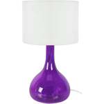 lampada da comodino tondo vetro viola e bianco