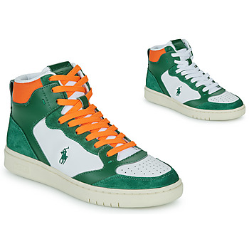 Scarpe Sneakers alte Polo Ralph Lauren POLO CRT HGH-SNEAKERS-HIGH TOP LACE Verde / Bianco / Arancio