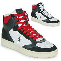 Scarpe Sneakers alte Polo Ralph Lauren POLO CRT HGH-SNEAKERS-HIGH TOP LACE Nero / Bianco / Rosso