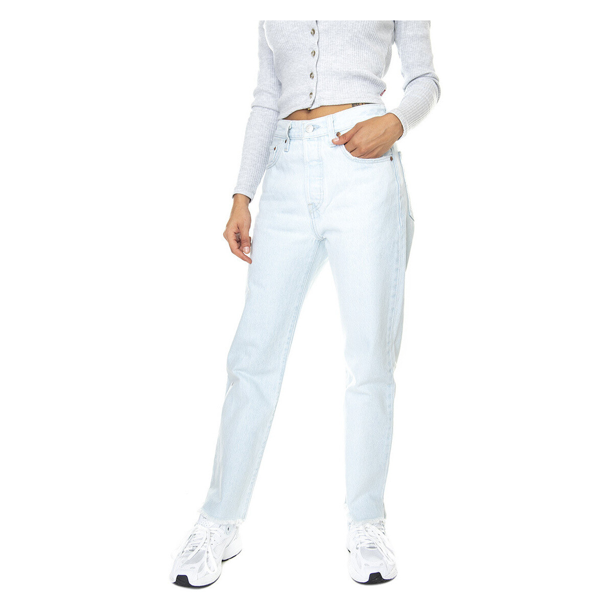 Abbigliamento Donna Jeans Levi's 501 Crop Z5128 S Light Indigo Worn In Blu