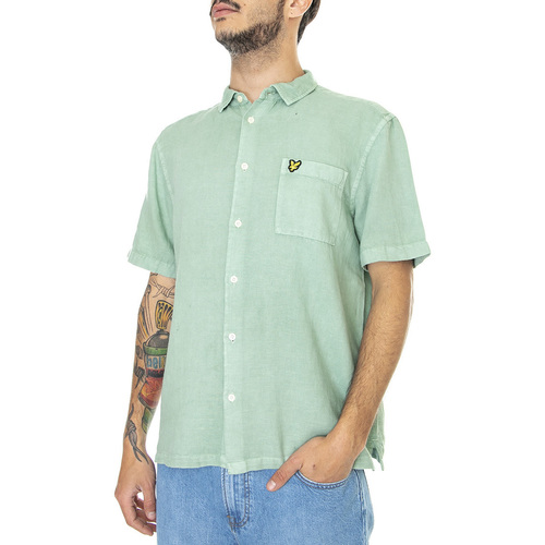 Abbigliamento Uomo Camicie maniche lunghe Lyle & Scott Washed Oxford Linen Verde