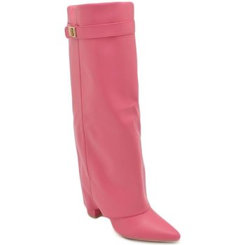 Scarpe Donna Stivali Malu Shoes Stivali donna alti rosa pelle al ginocchio a punta con risvolto Multicolore
