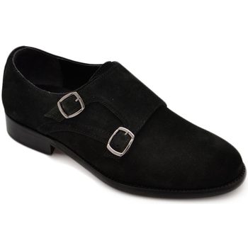 Image of Classiche basse Malu Shoes Scarpe Scarpe uomo doppia fibbia eleganti vera pelle scamosciata nera