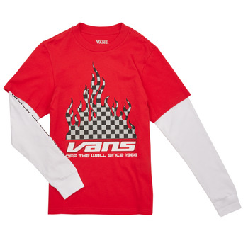 Abbigliamento Bambino T-shirts a maniche lunghe Vans REFLECTIVE CHECKERBOARD FLAME TWOFER Rosso / Bianco