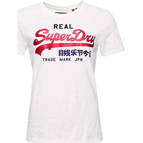 Abbigliamento Donna T-shirt maniche corte Superdry satin Vintage Logo Duo Bianco
