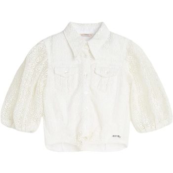 Abbigliamento Bambina Camicie Guess COTTON LACE SHIRT WITH KNOT White
