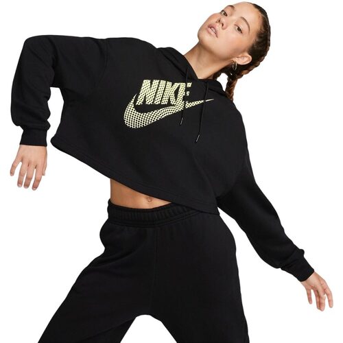 Abbigliamento Donna Felpe Nike W NSW FLC PO HOODIE CROP Nero