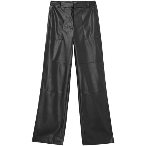 Abbigliamento Donna Pantaloni Calvin Klein Jeans FAUX LEATHER WIDE LEG PANTS Nero