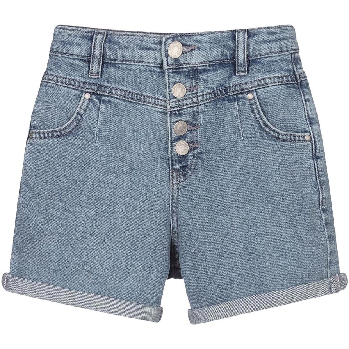 Abbigliamento Bambina Shorts / Bermuda Guess DENIM SHORTS W/EXPOSED BUTTON Blu