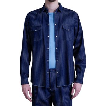 Abbigliamento Uomo Camicie maniche lunghe Berna CAMICIA GESSATA Blu