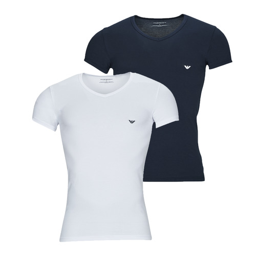 Abbigliamento Uomo T-shirt maniche corte Emporio Armani V NECK T-SHIRT SLIM FIT PACK X2 Bianco / Marine