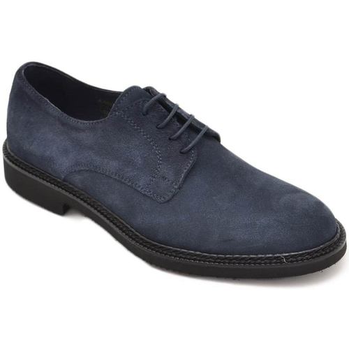 Scarpe Uomo Derby Malu Shoes Stringate scarpa francesina uomo in vera pelle scamosciata blu Blu