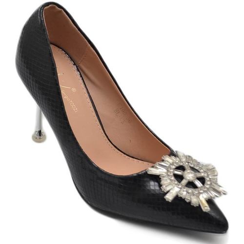 Scarpe Donna Décolleté Malu Shoes Decolette' scarpa donna in laminato lucido cocco nero gioiello Nero