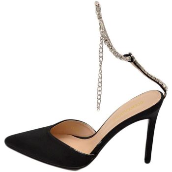 Scarpe Donna Décolleté Malu Shoes Decollete' donna gioiello elegante in raso nero con tacco a spi Nero
