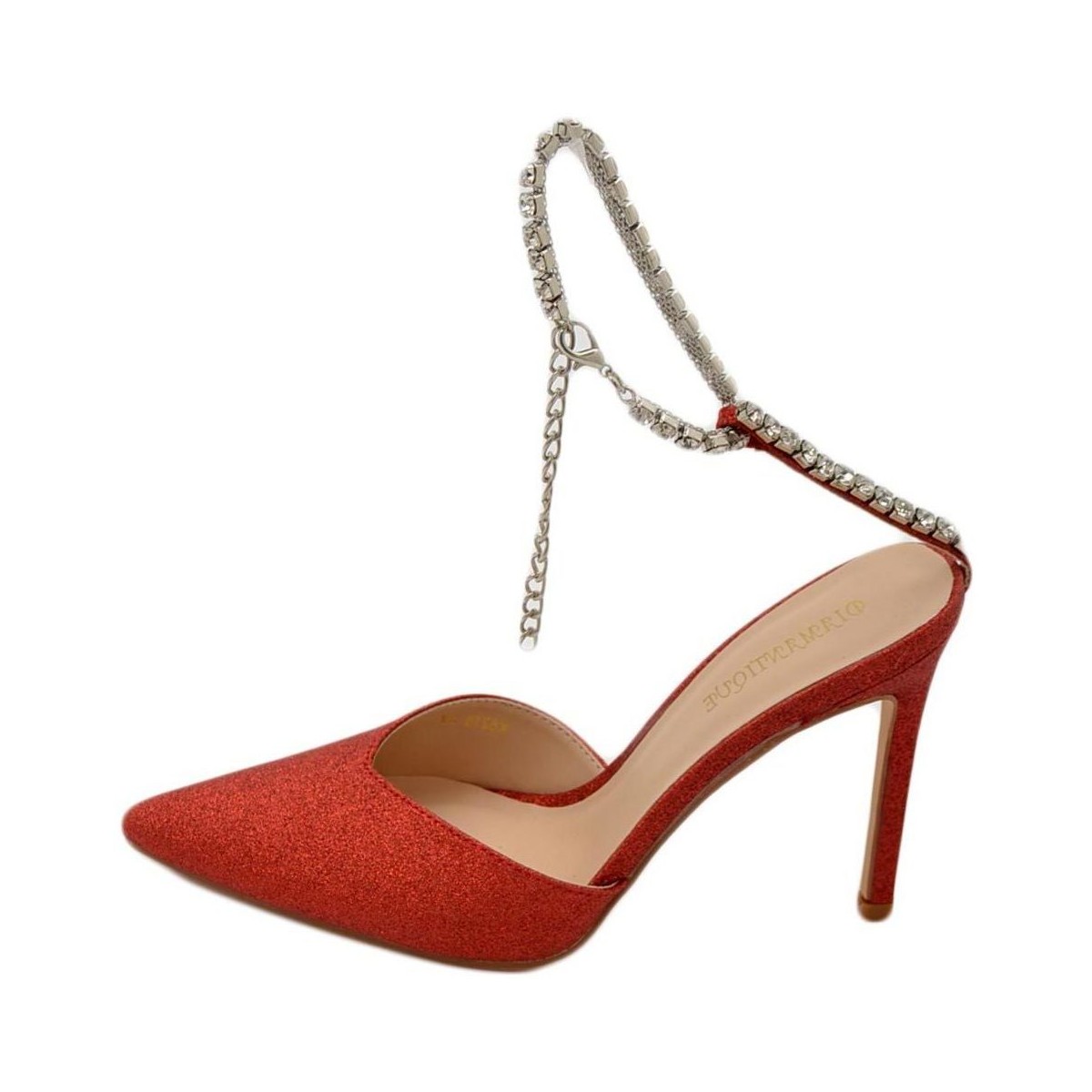 Scarpe Donna Décolleté Malu Shoes Decollete' donna gioiello elegante in glitter rosso con tacco a Rosso