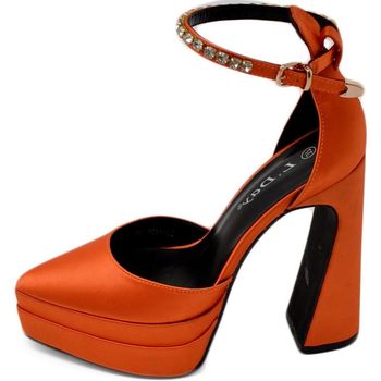 Scarpe Donna Décolleté Malu Shoes Decollete' donna Mary Jane a punta in raso arancione con platea Multicolore