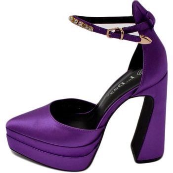 Scarpe Donna Décolleté Malu Shoes Decollete' donna mary jane a punta in raso viola con plateau 4 Viola