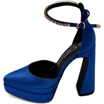 Scarpe Donna Décolleté Malu Shoes Decollete' donna mary jane a punta in raso blu royal con platea Blu