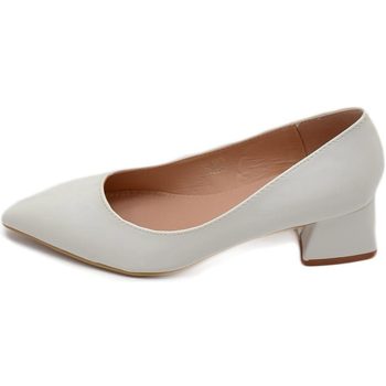 Scarpe Donna Décolleté Malu Shoes Decollete' donna basso a punta in vernice lucido bianco con tac Bianco