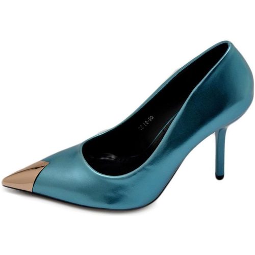 Scarpe Donna Décolleté Malu Shoes Decolette' donna pelle matte azzurro verde effetto sirena con p Multicolore
